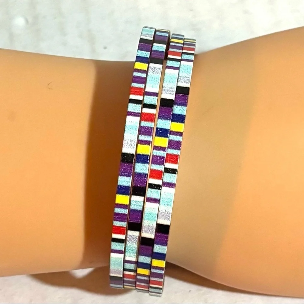 Fashion jewelry multicolor print genuine leather magnetic bracelet one size